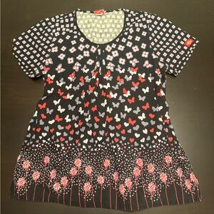 Dickies floral butterfly scrub top size medium